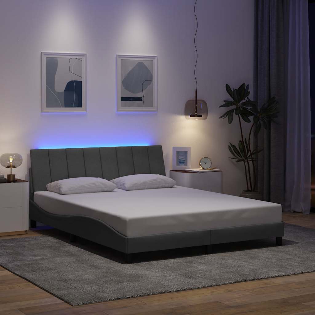Cadre de lit sans matelas gris clair 160x200 cm tissu - XIOS