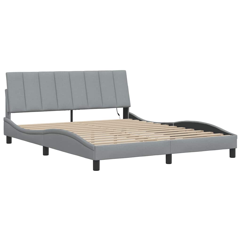 Cadre de lit sans matelas gris clair 160x200 cm tissu - XIOS