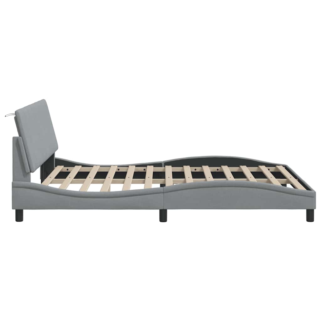 Cadre de lit sans matelas gris clair 160x200 cm tissu - XIOS