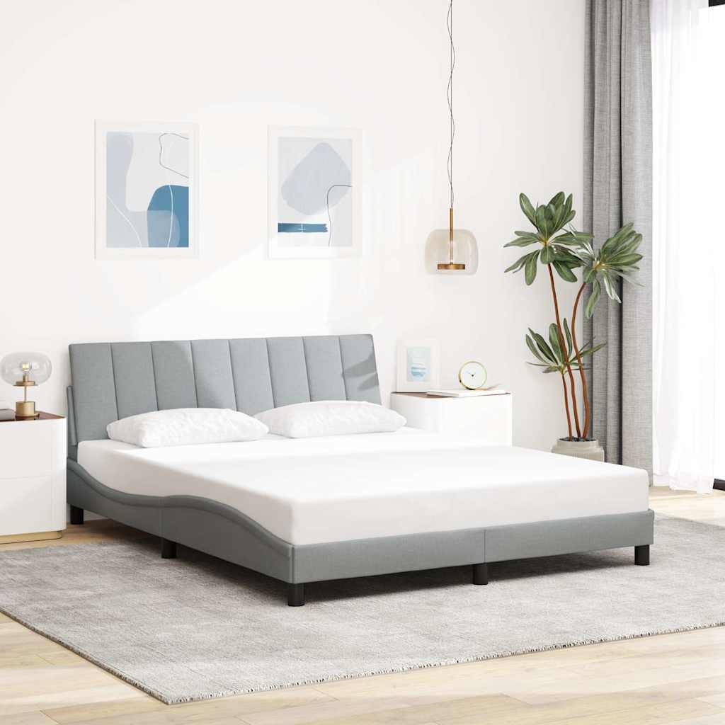 Cadre de lit sans matelas gris clair 160x200 cm tissu - XIOS