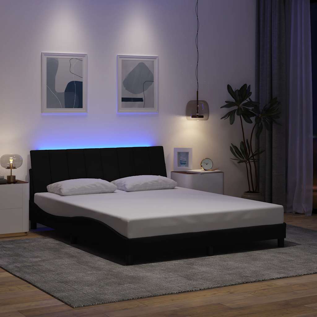 Cadre de lit sans matelas noir 160x200 cm tissu - XIOS