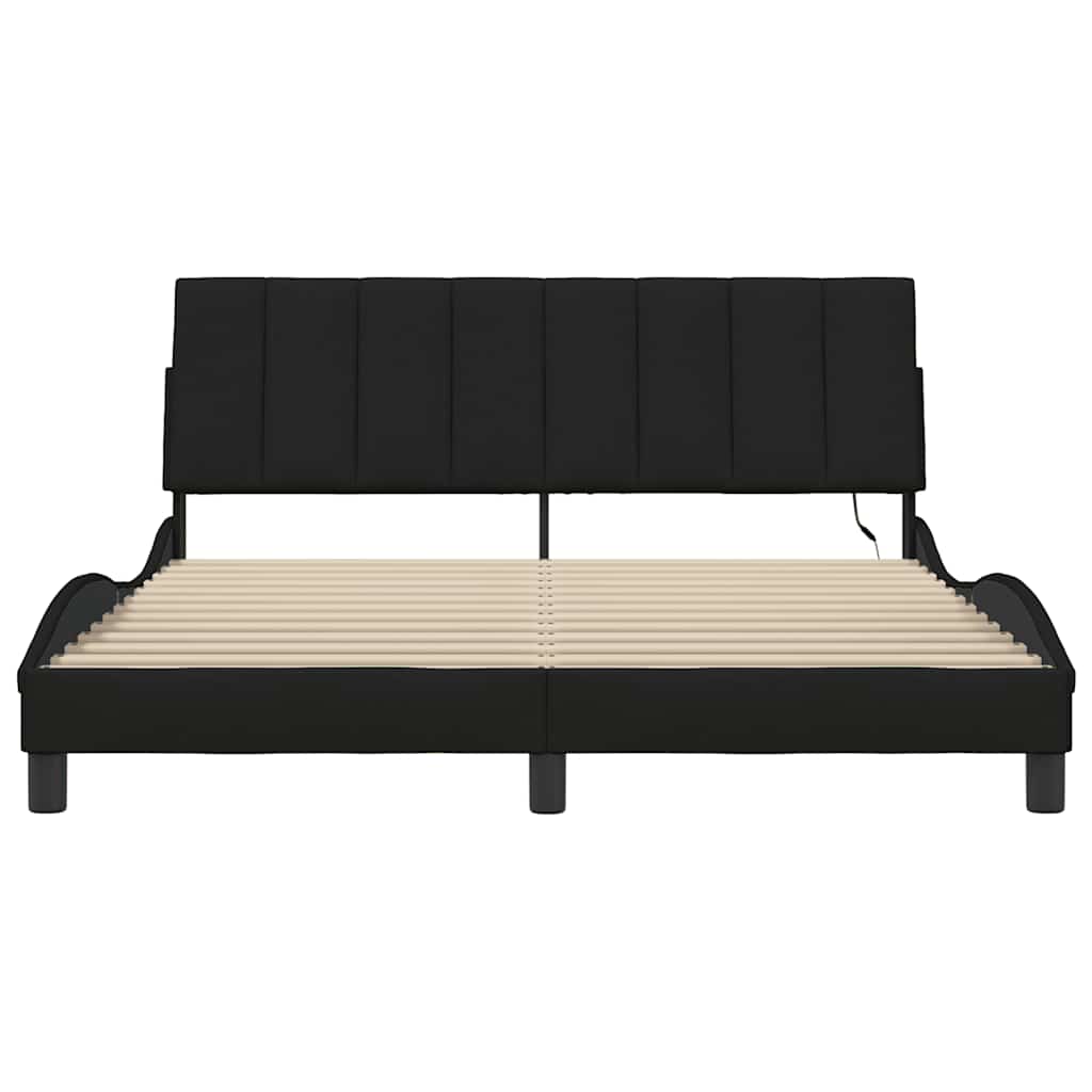 Cadre de lit sans matelas noir 160x200 cm tissu - XIOS