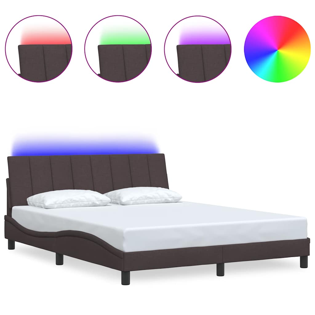 Cadre de lit sans matelas Hanko marron foncé 160x200 cm tissu - XIOS