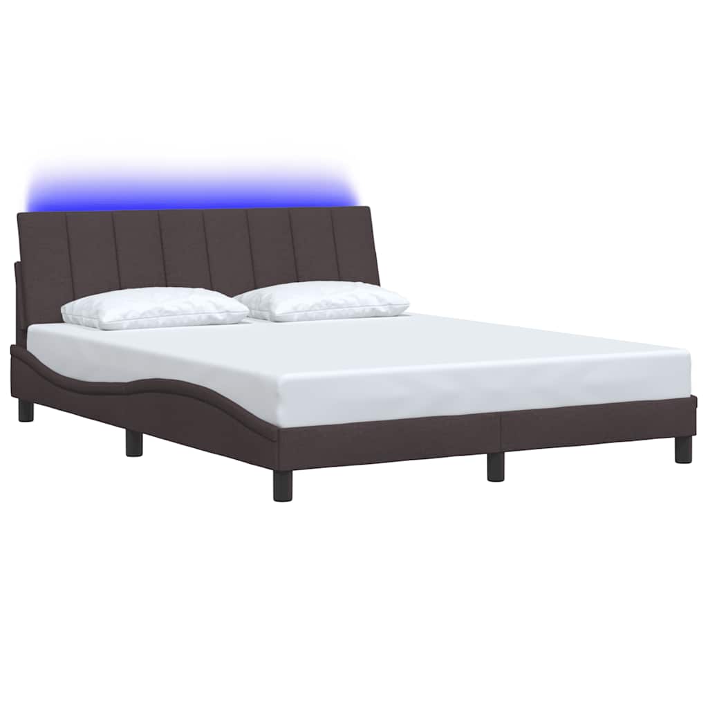 Cadre de lit sans matelas Hanko marron foncé 160x200 cm tissu - XIOS