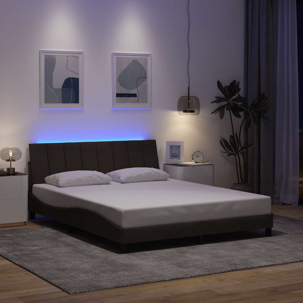 Cadre de lit sans matelas Hanko marron foncé 160x200 cm tissu - XIOS