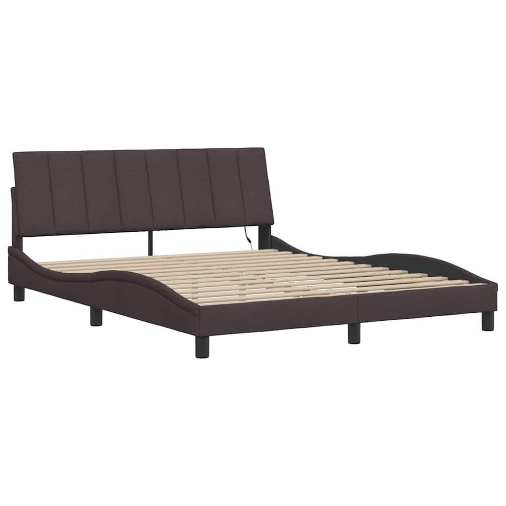 Cadre de lit sans matelas Hanko marron foncé 160x200 cm tissu - XIOS