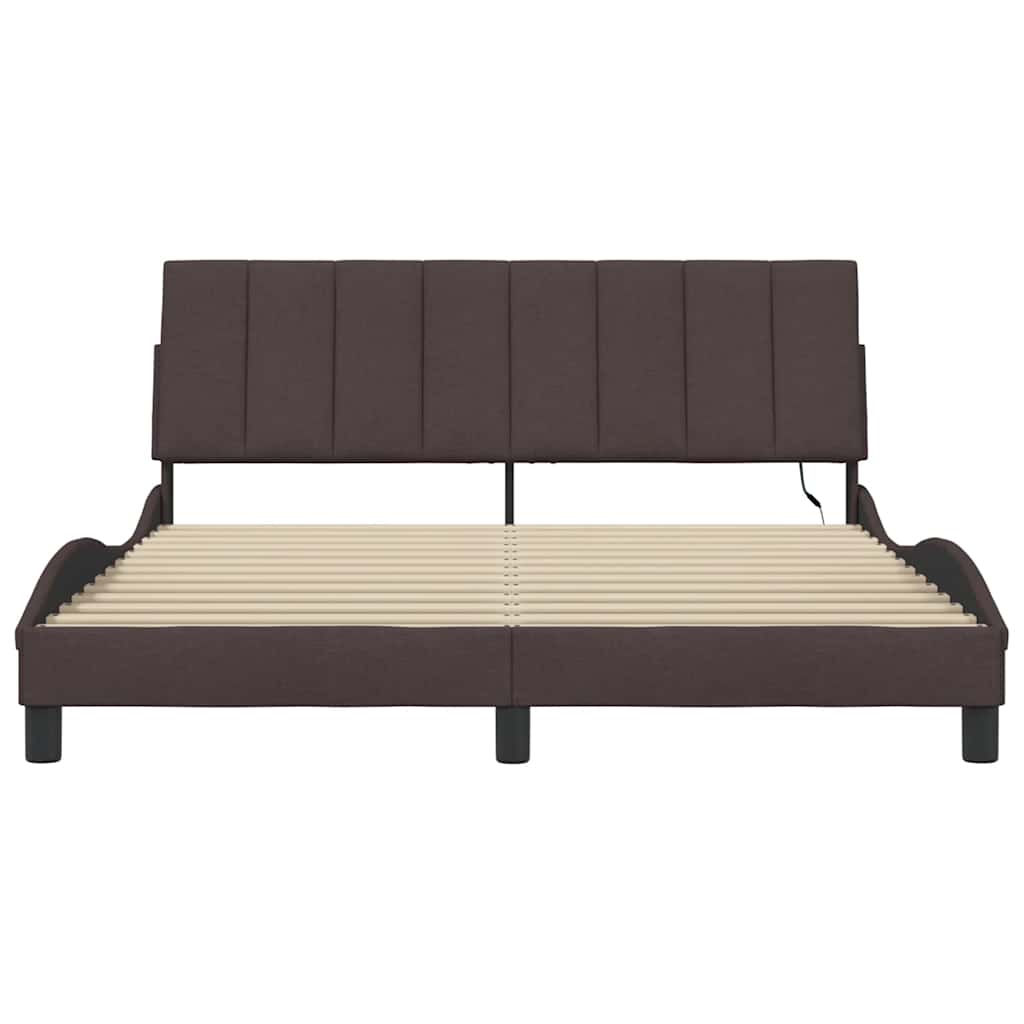 Cadre de lit sans matelas Hanko marron foncé 160x200 cm tissu - XIOS