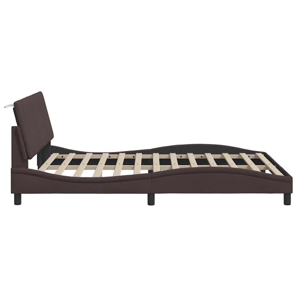 Cadre de lit sans matelas Hanko marron foncé 160x200 cm tissu - XIOS
