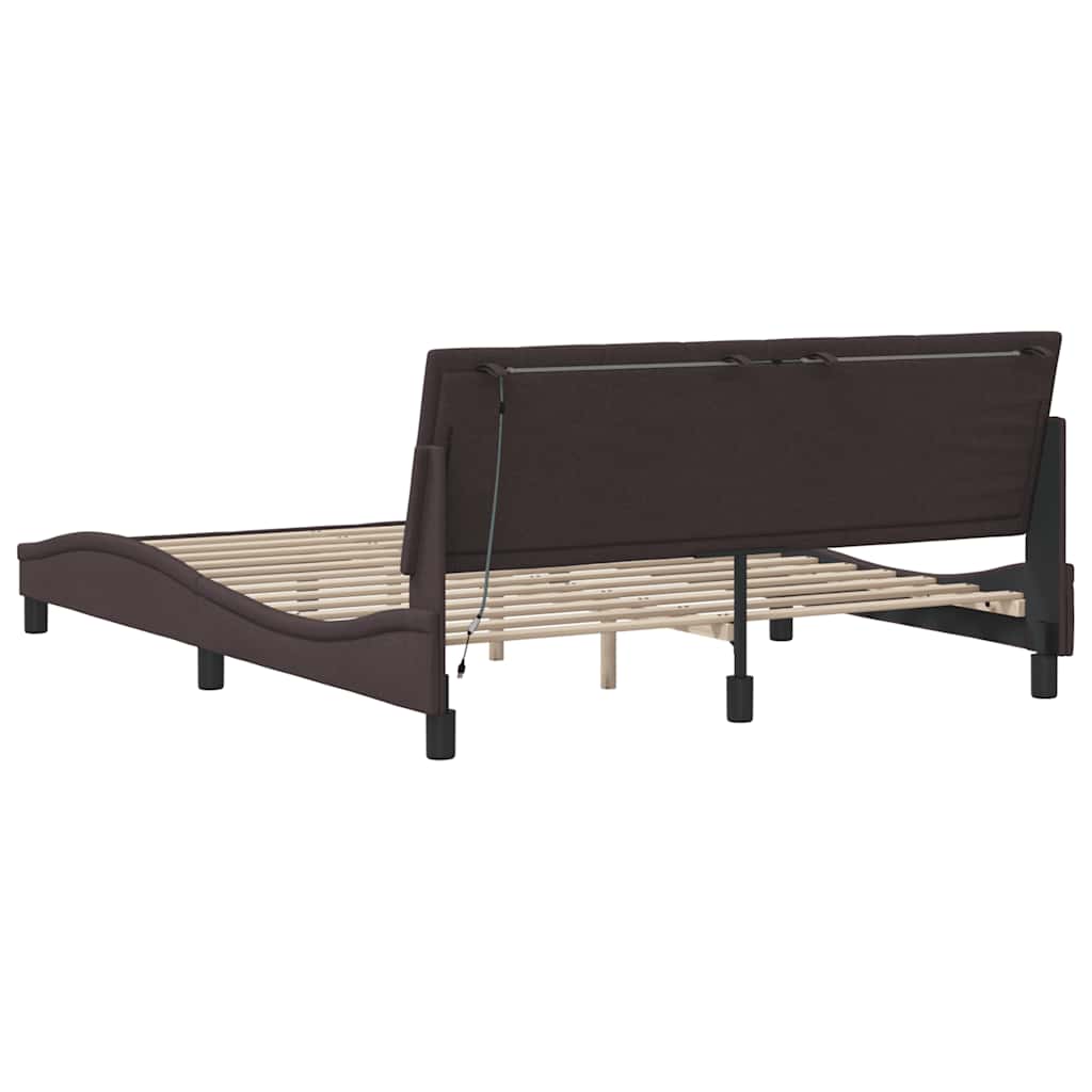 Cadre de lit sans matelas Hanko marron foncé 160x200 cm tissu - XIOS
