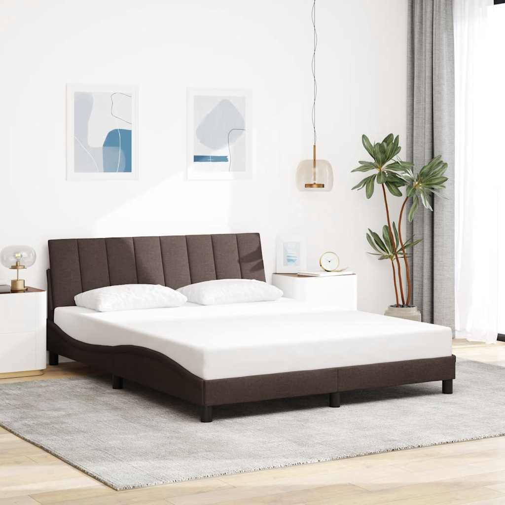Cadre de lit sans matelas Hanko marron foncé 160x200 cm tissu - XIOS