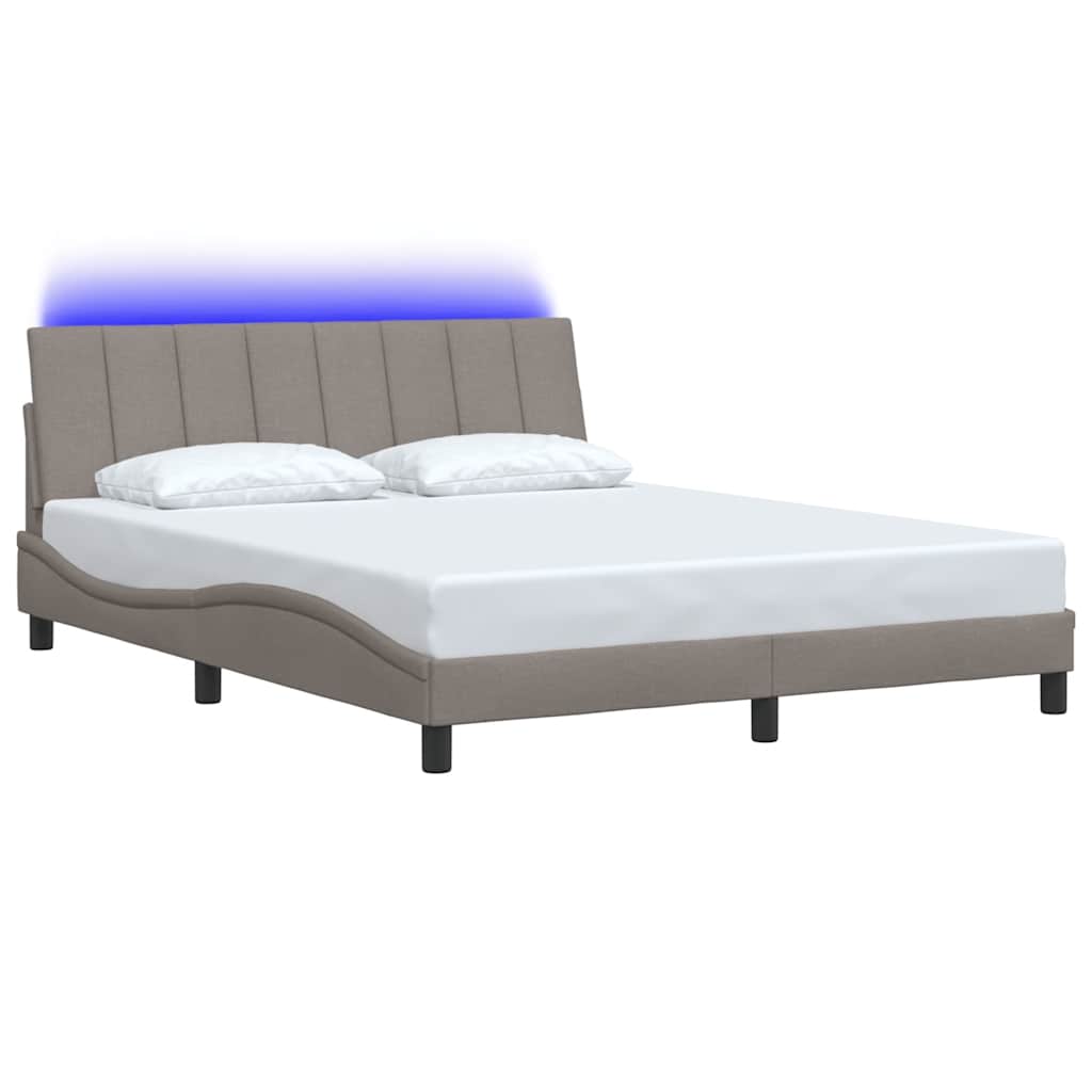 Cadre de lit sans matelas Hanko taupe 160x200 cm tissu - XIOS