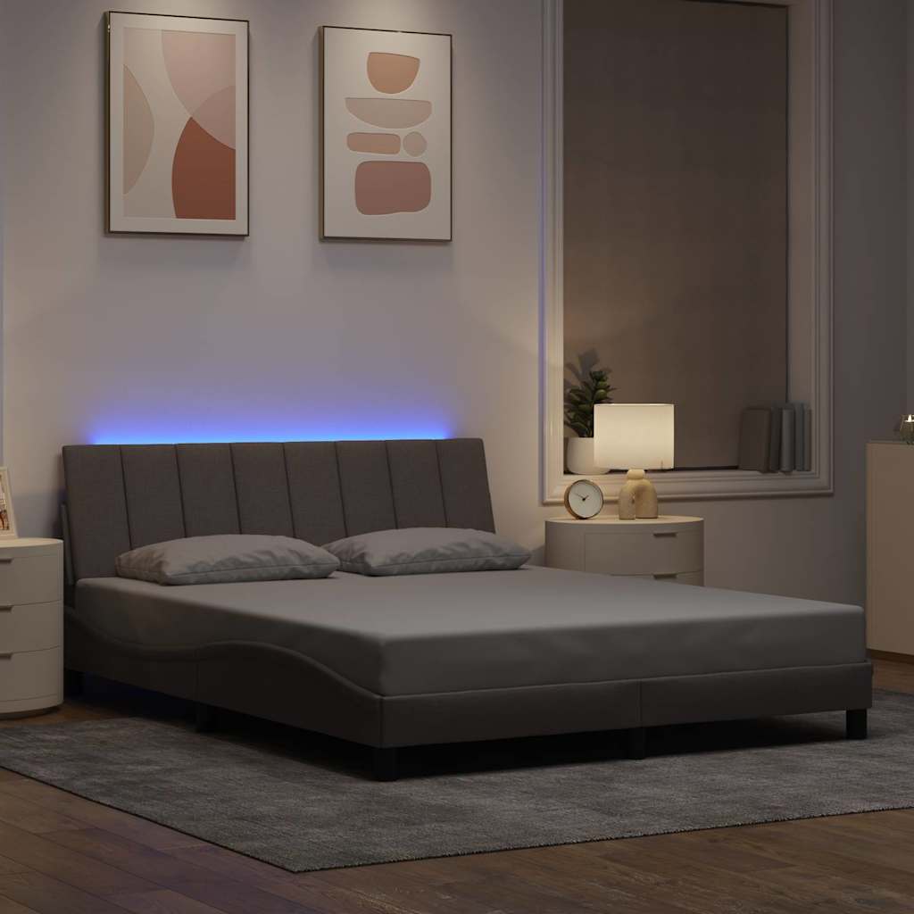 Cadre de lit sans matelas Hanko taupe 160x200 cm tissu - XIOS