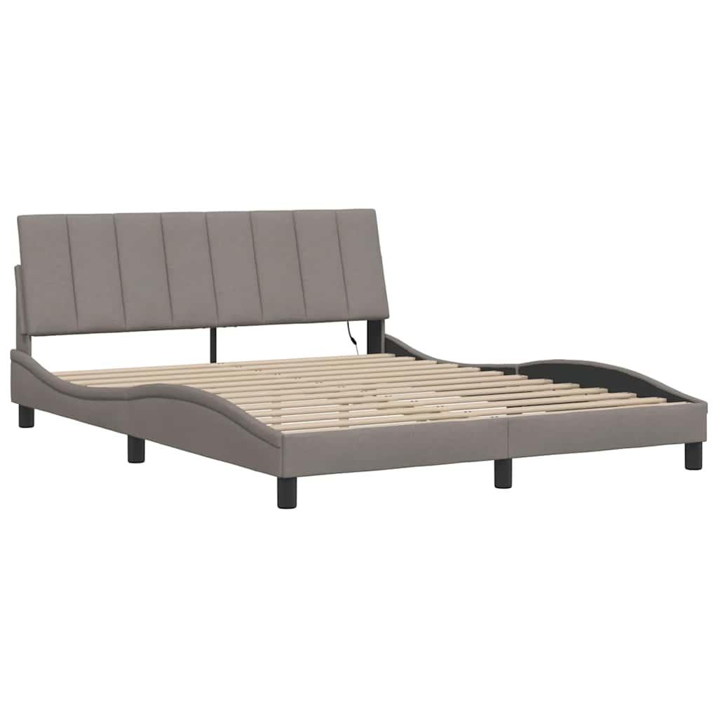 Cadre de lit sans matelas Hanko taupe 160x200 cm tissu - XIOS