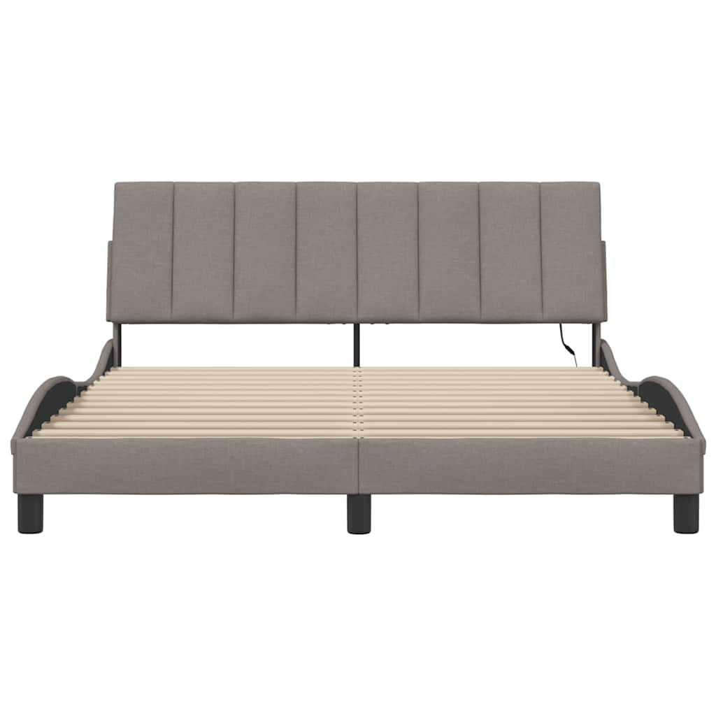 Cadre de lit sans matelas Hanko taupe 160x200 cm tissu - XIOS