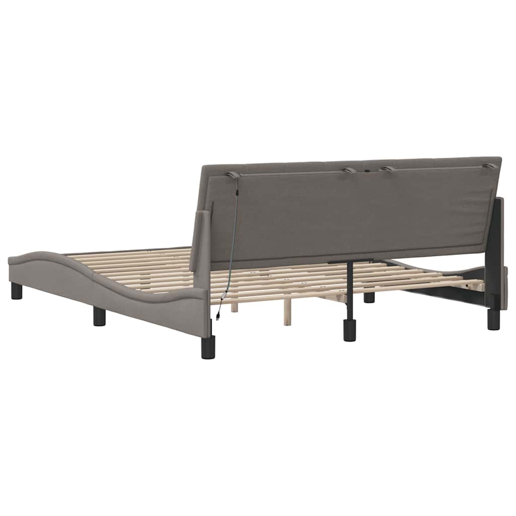 Cadre de lit sans matelas Hanko taupe 160x200 cm tissu - XIOS
