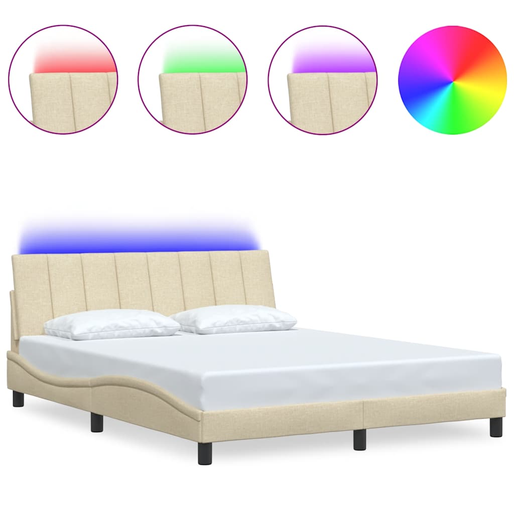 Cadre de lit sans matelas Hanko crème 160x200 cm tissu - XIOS