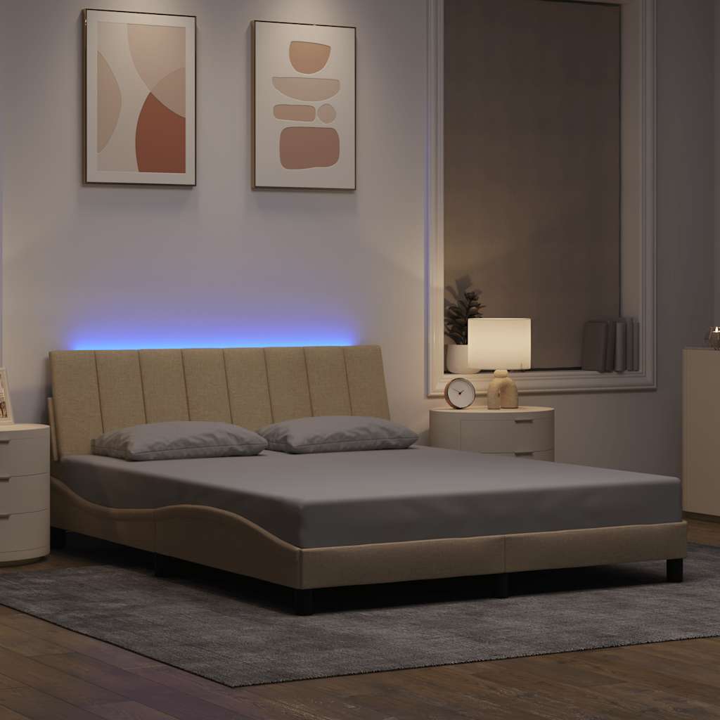 Cadre de lit sans matelas Hanko crème 160x200 cm tissu - XIOS