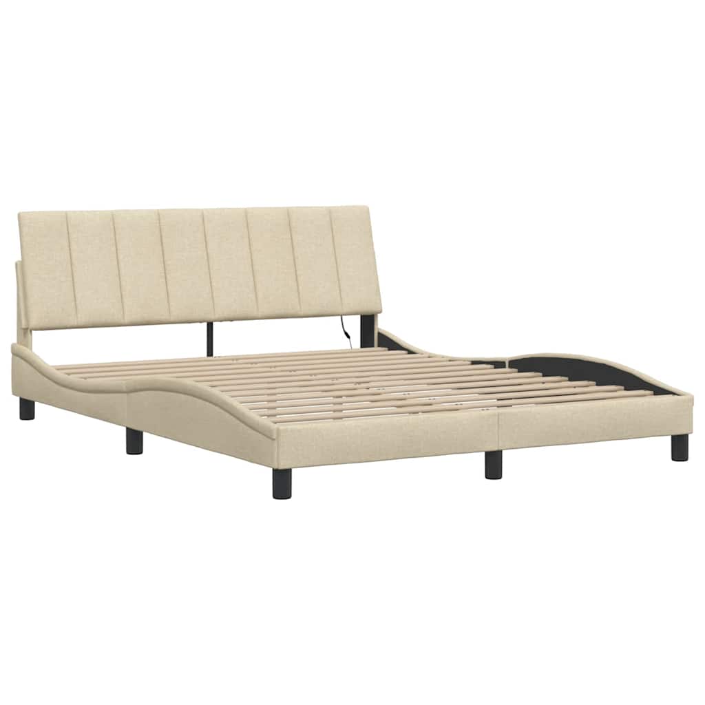 Cadre de lit sans matelas Hanko crème 160x200 cm tissu - XIOS