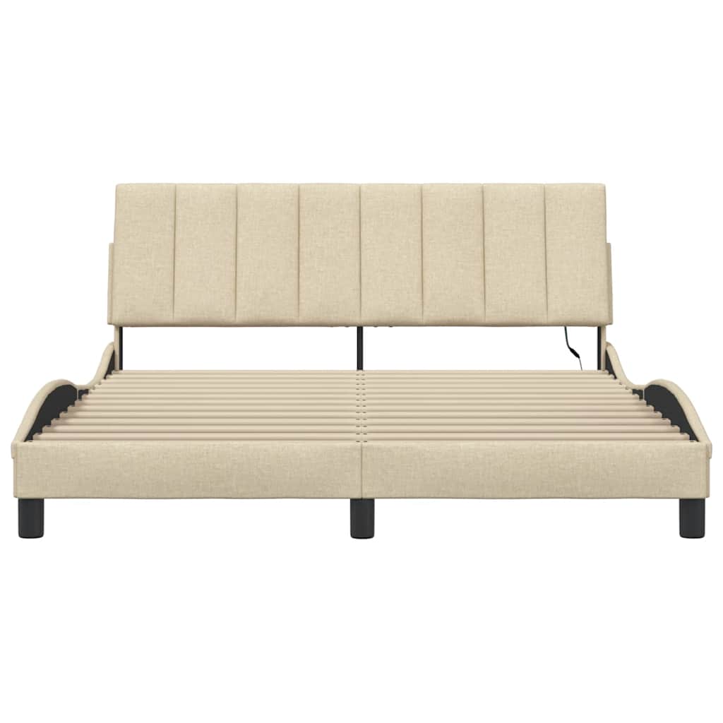 Cadre de lit sans matelas Hanko crème 160x200 cm tissu - XIOS