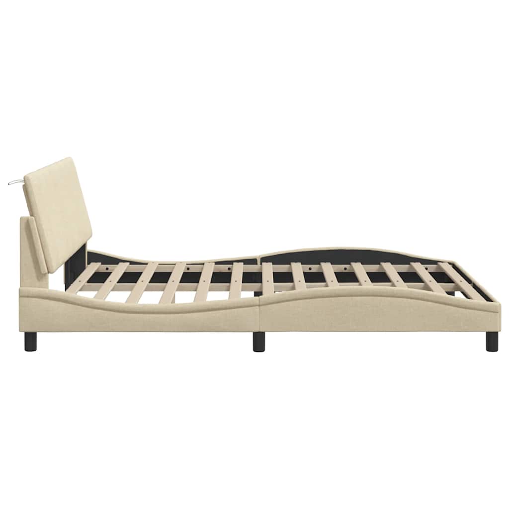 Cadre de lit sans matelas Hanko crème 160x200 cm tissu - XIOS