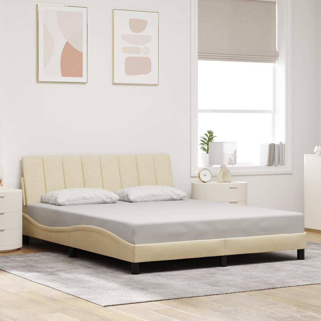 Cadre de lit sans matelas Hanko crème 160x200 cm tissu - XIOS