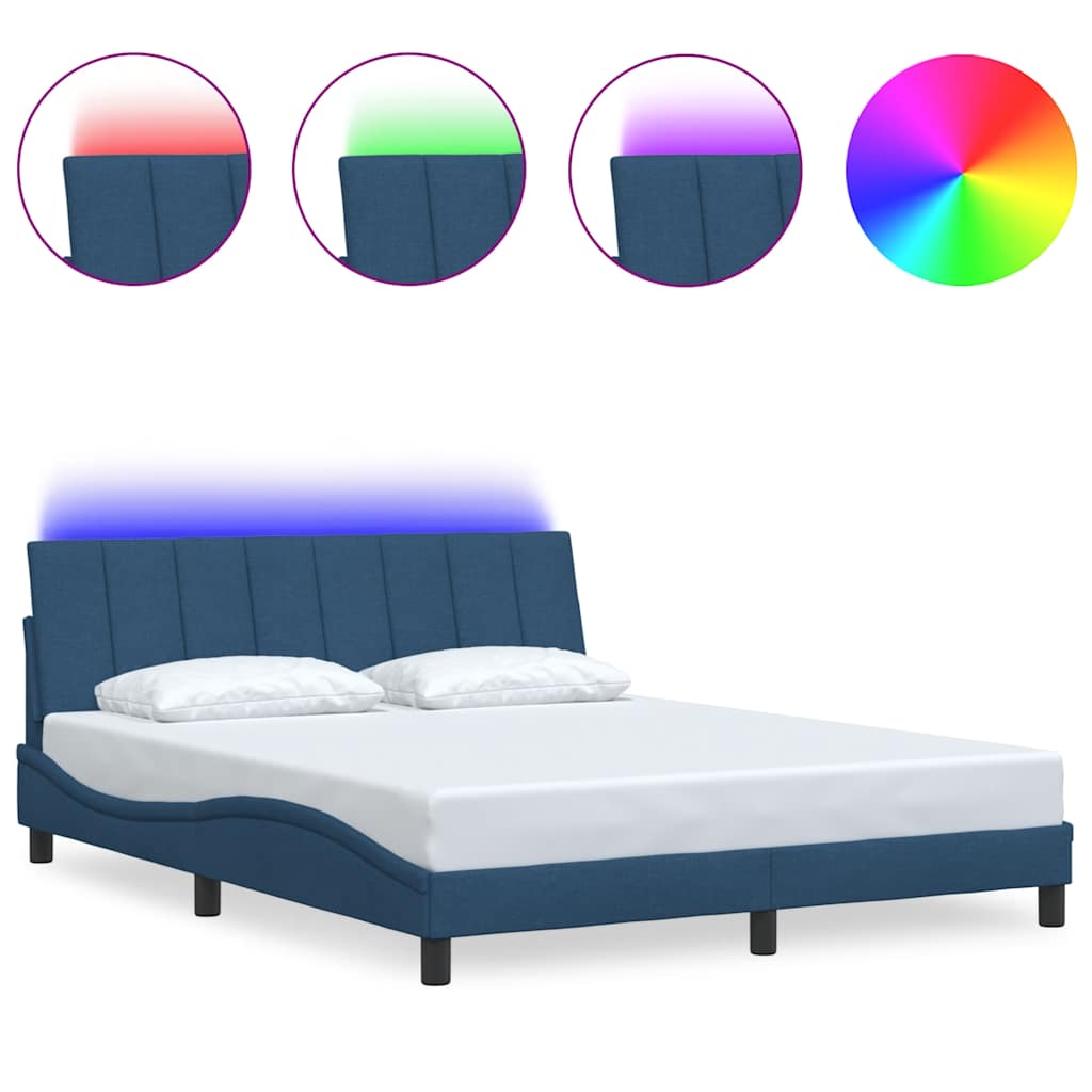 Cadre de lit sans matelas bleu 160x200 cm tissu - XIOS