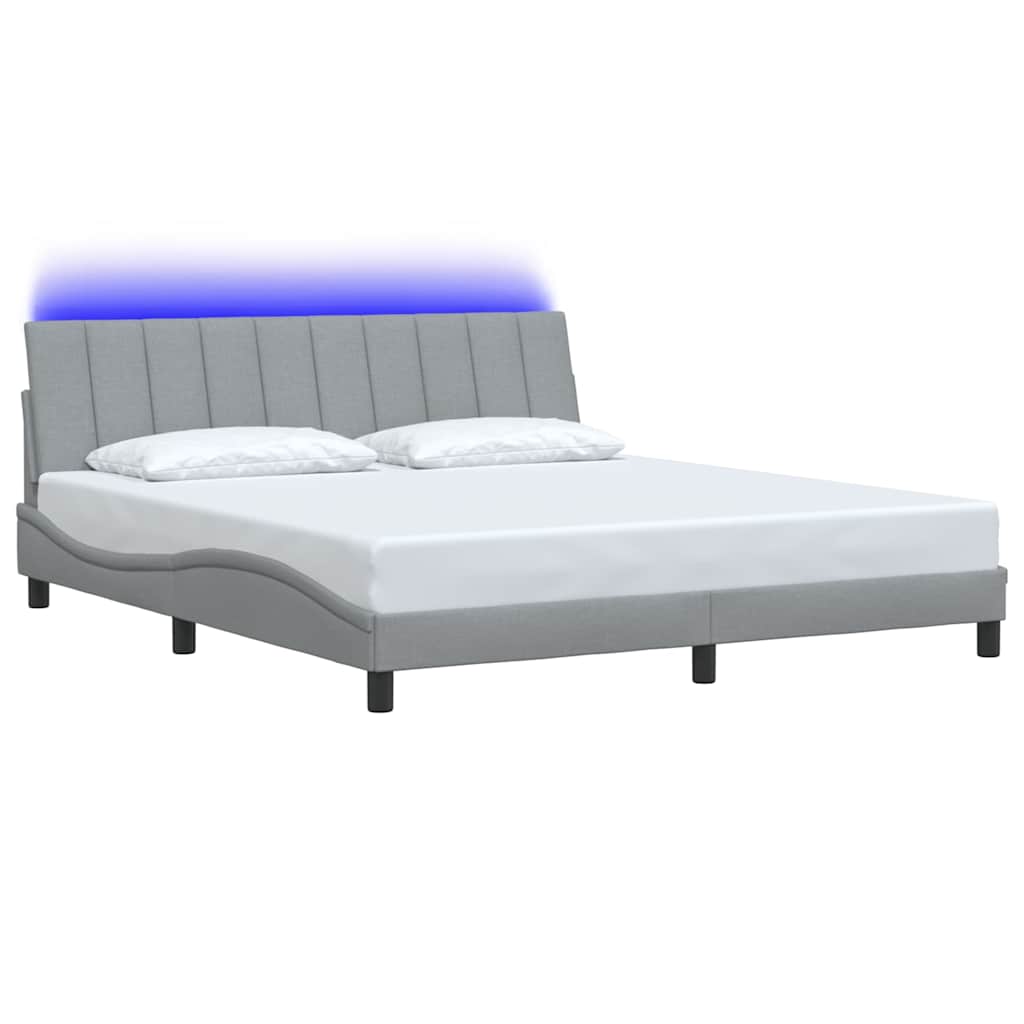 Cadre de lit sans matelas gris clair 180x200 cm tissu - XIOS