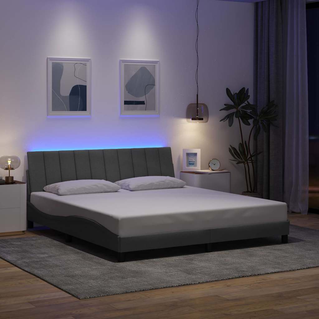 Cadre de lit sans matelas gris clair 180x200 cm tissu - XIOS