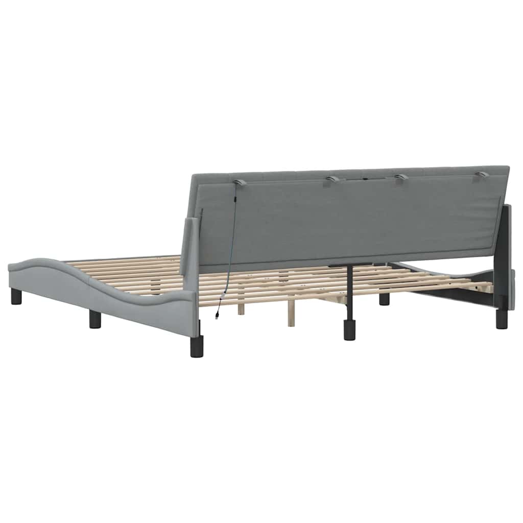 Cadre de lit sans matelas gris clair 180x200 cm tissu - XIOS