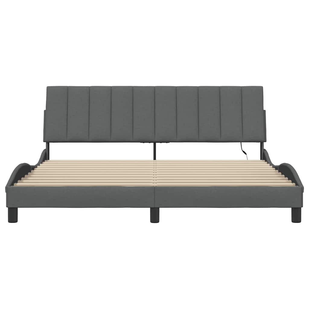 Cadre de lit sans matelas gris foncé 180x200 cm tissu - XIOS