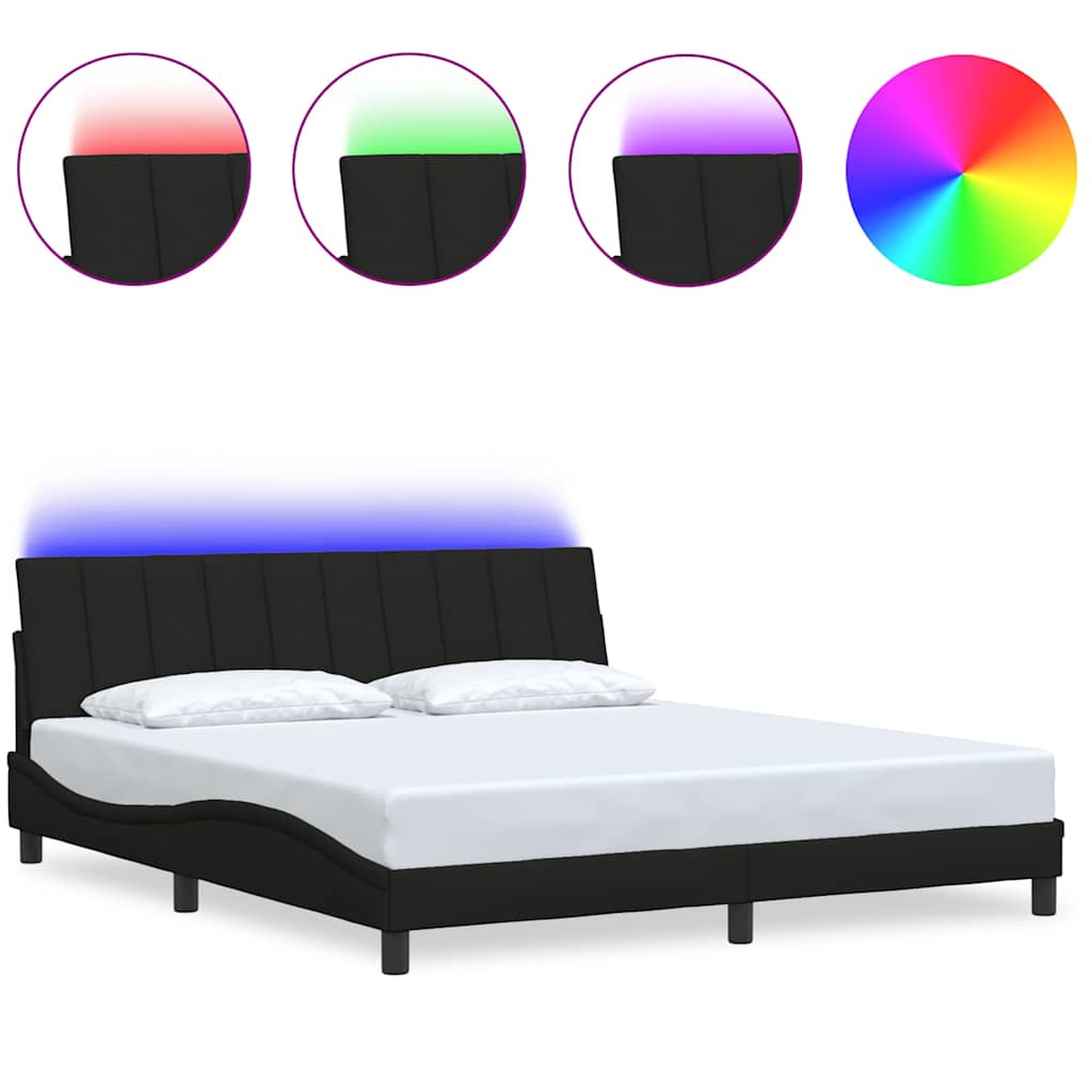 Cadre de lit sans matelas Hanko noir 180x200 cm tissu