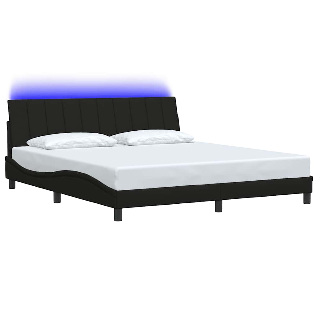 Cadre de lit sans matelas Hanko noir 180x200 cm tissu