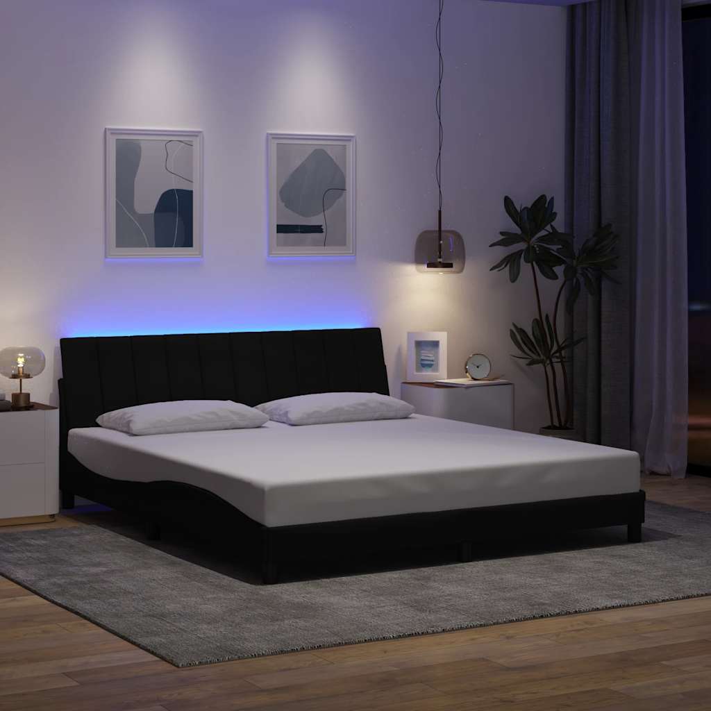 Cadre de lit sans matelas Hanko noir 180x200 cm tissu