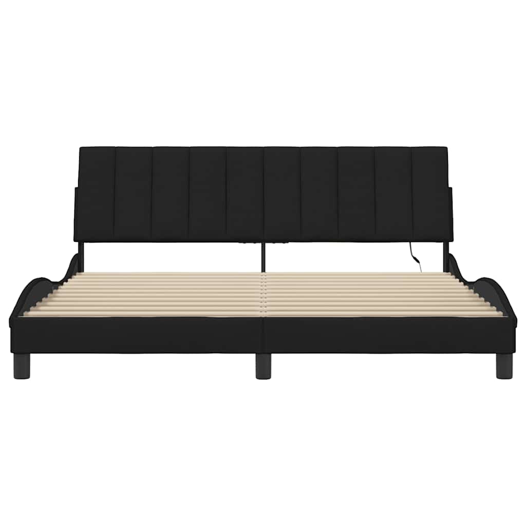Cadre de lit sans matelas Hanko noir 180x200 cm tissu