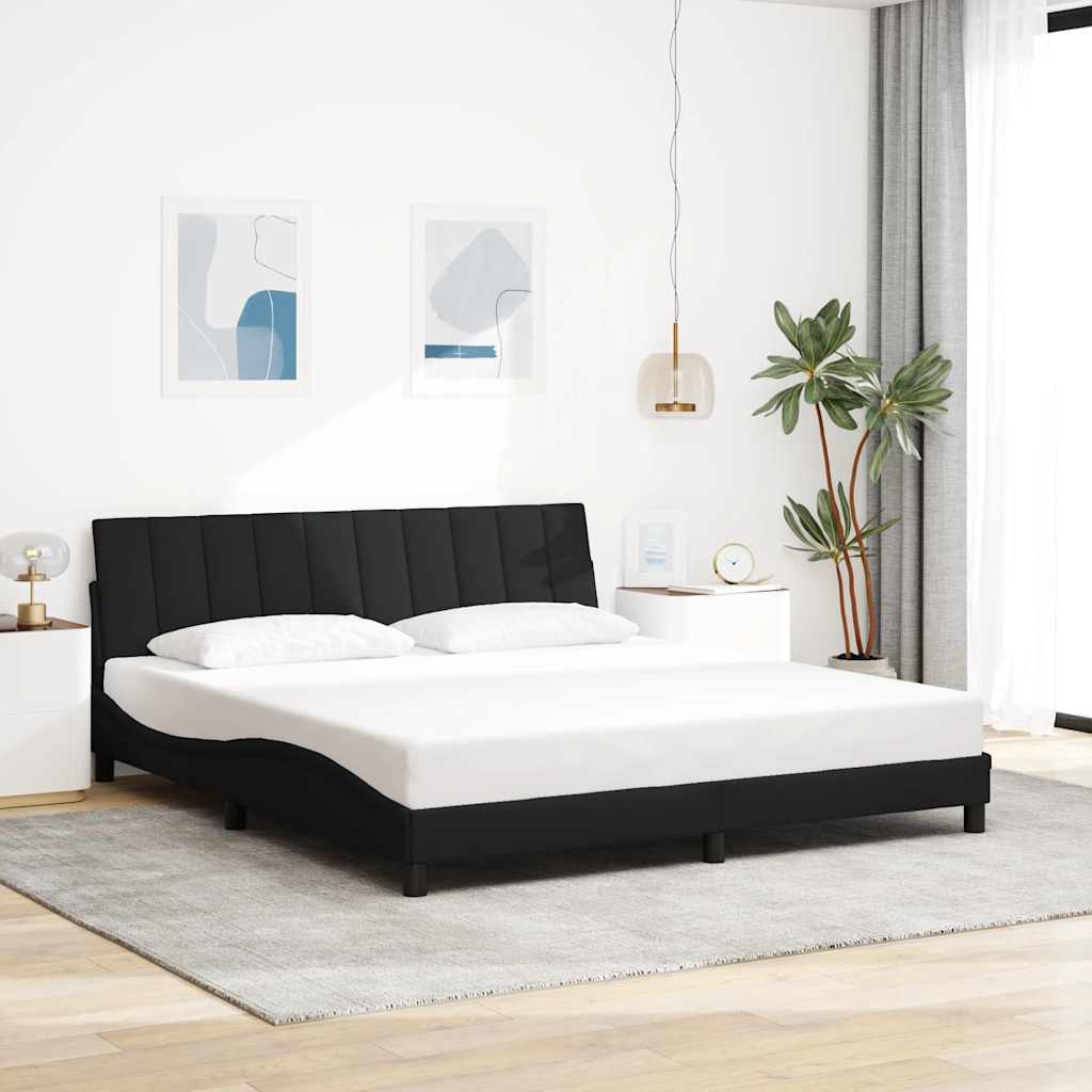 Cadre de lit sans matelas Hanko noir 180x200 cm tissu - XIOS