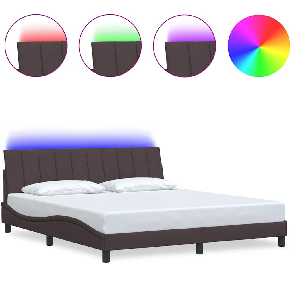 Cadre de lit sans matelas Hanko marron foncé 180x200 cm tissu - XIOS