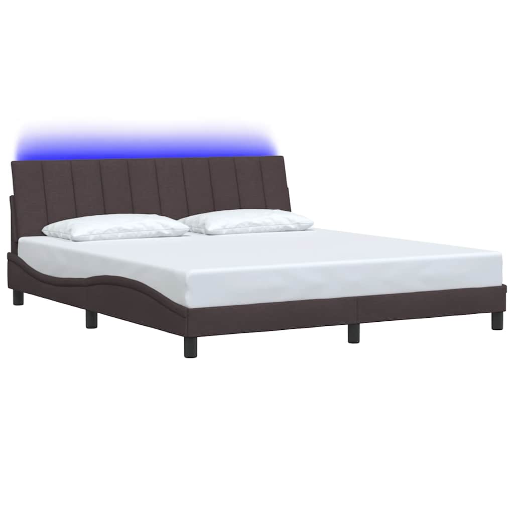 Cadre de lit sans matelas Hanko marron foncé 180x200 cm tissu - XIOS