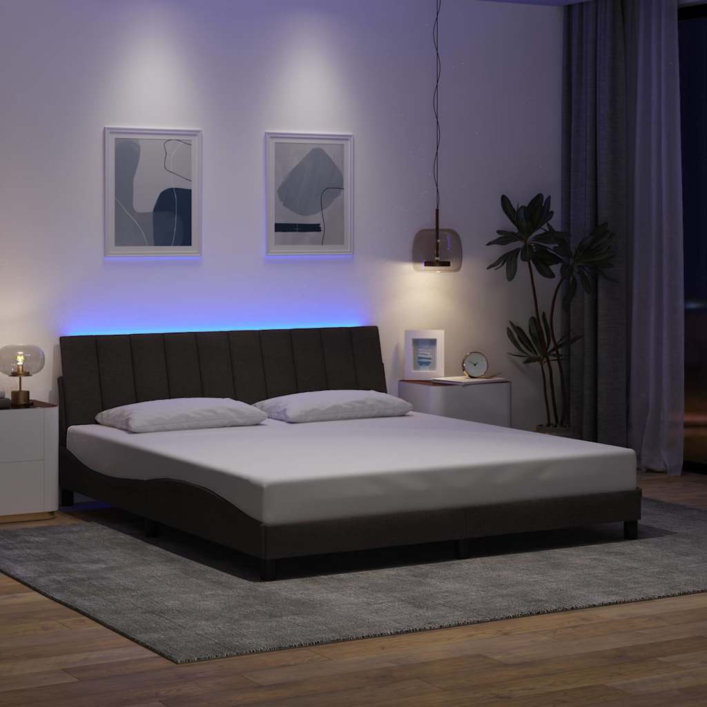 Cadre de lit sans matelas Hanko marron foncé 180x200 cm tissu - XIOS
