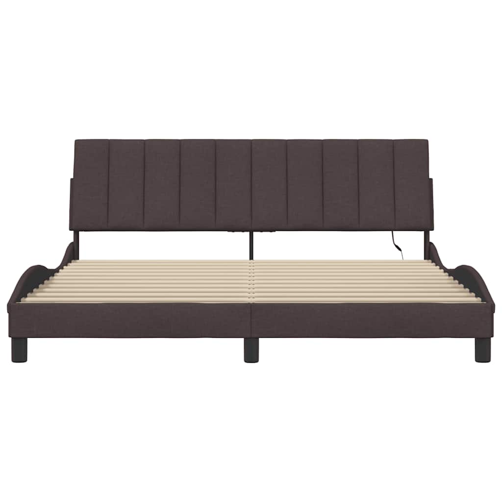Cadre de lit sans matelas Hanko marron foncé 180x200 cm tissu - XIOS