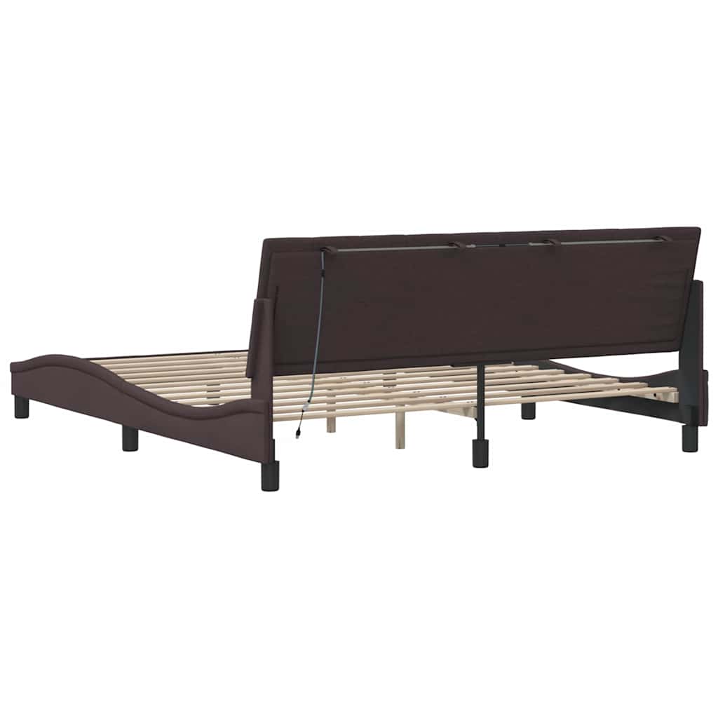 Cadre de lit sans matelas Hanko marron foncé 180x200 cm tissu - XIOS