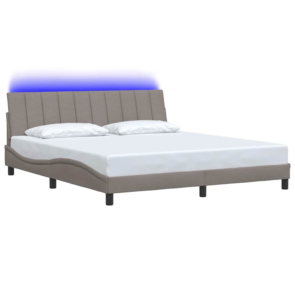 Cadre de lit sans matelas Hanko taupe 180x200 cm tissu - XIOS
