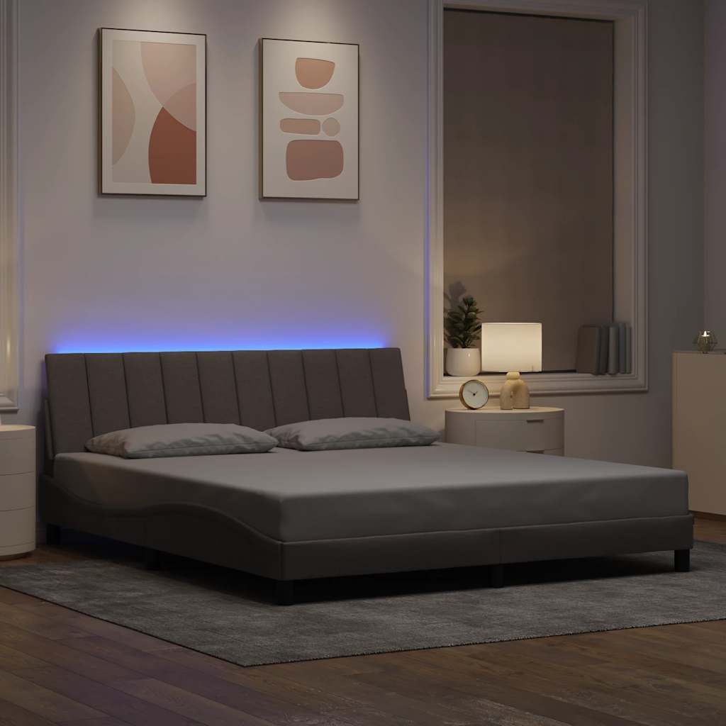 Cadre de lit sans matelas Hanko taupe 180x200 cm tissu - XIOS