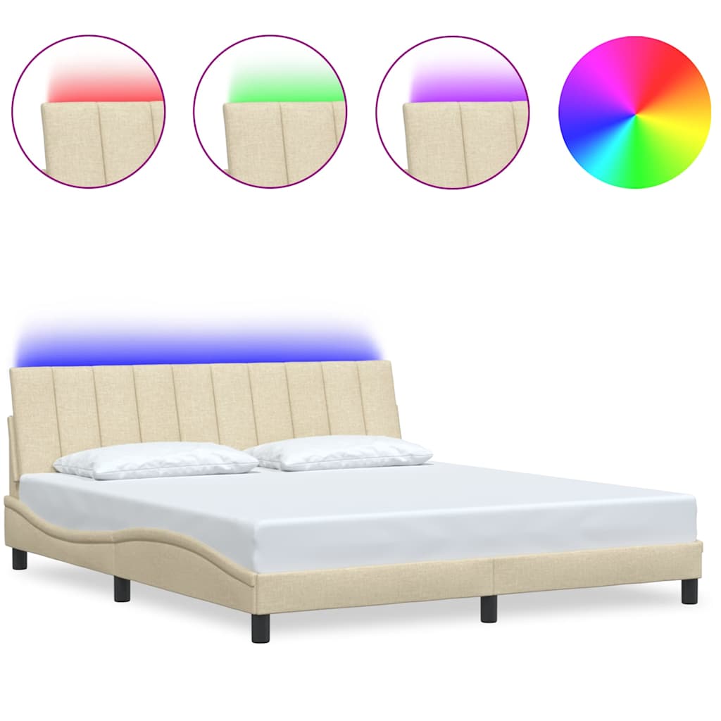 Cadre de lit sans matelas Hanko crème 180x200 cm tissu - XIOS
