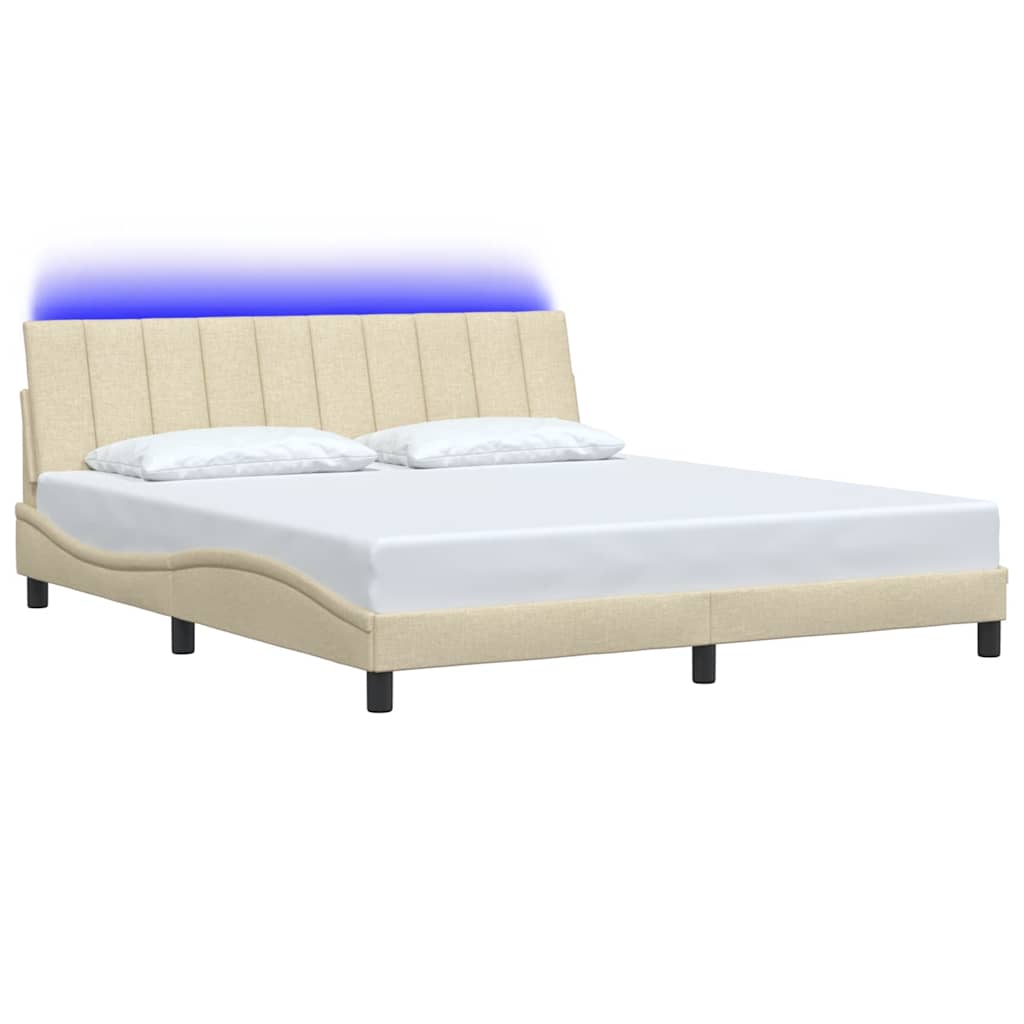 Cadre de lit sans matelas Hanko crème 180x200 cm tissu - XIOS