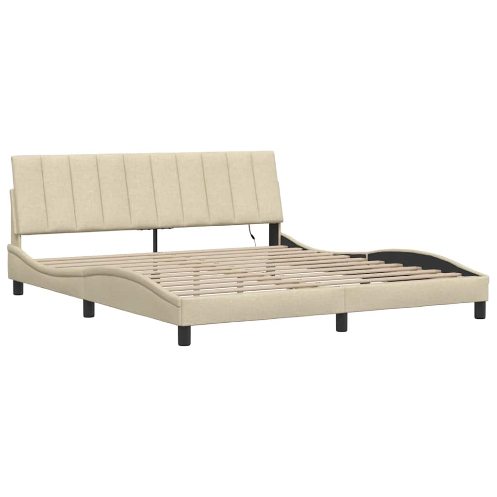 Cadre de lit sans matelas Hanko crème 180x200 cm tissu - XIOS