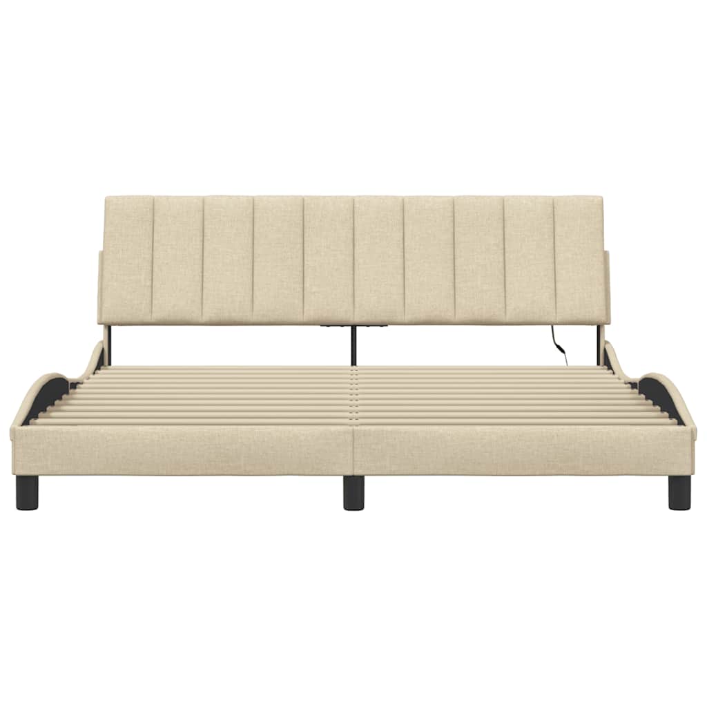 Cadre de lit sans matelas Hanko crème 180x200 cm tissu