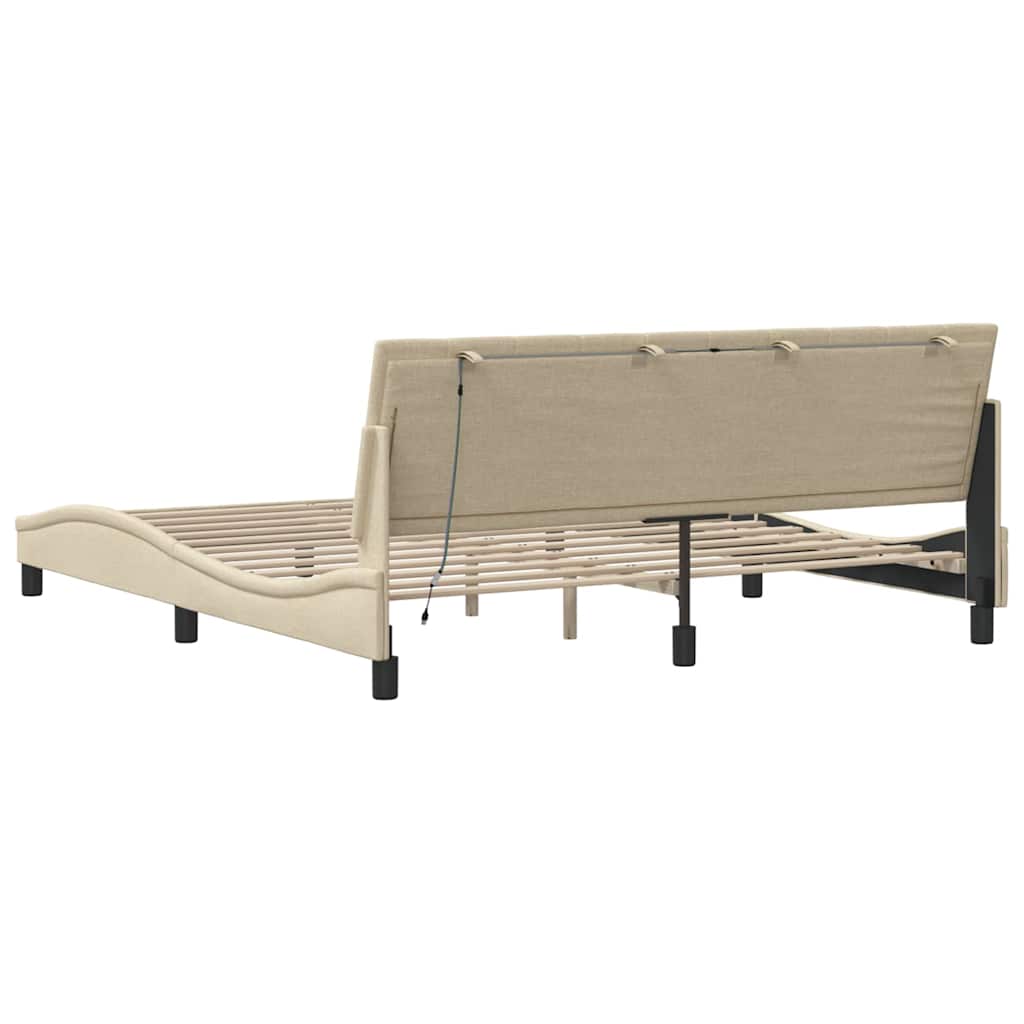 Cadre de lit sans matelas Hanko crème 180x200 cm tissu