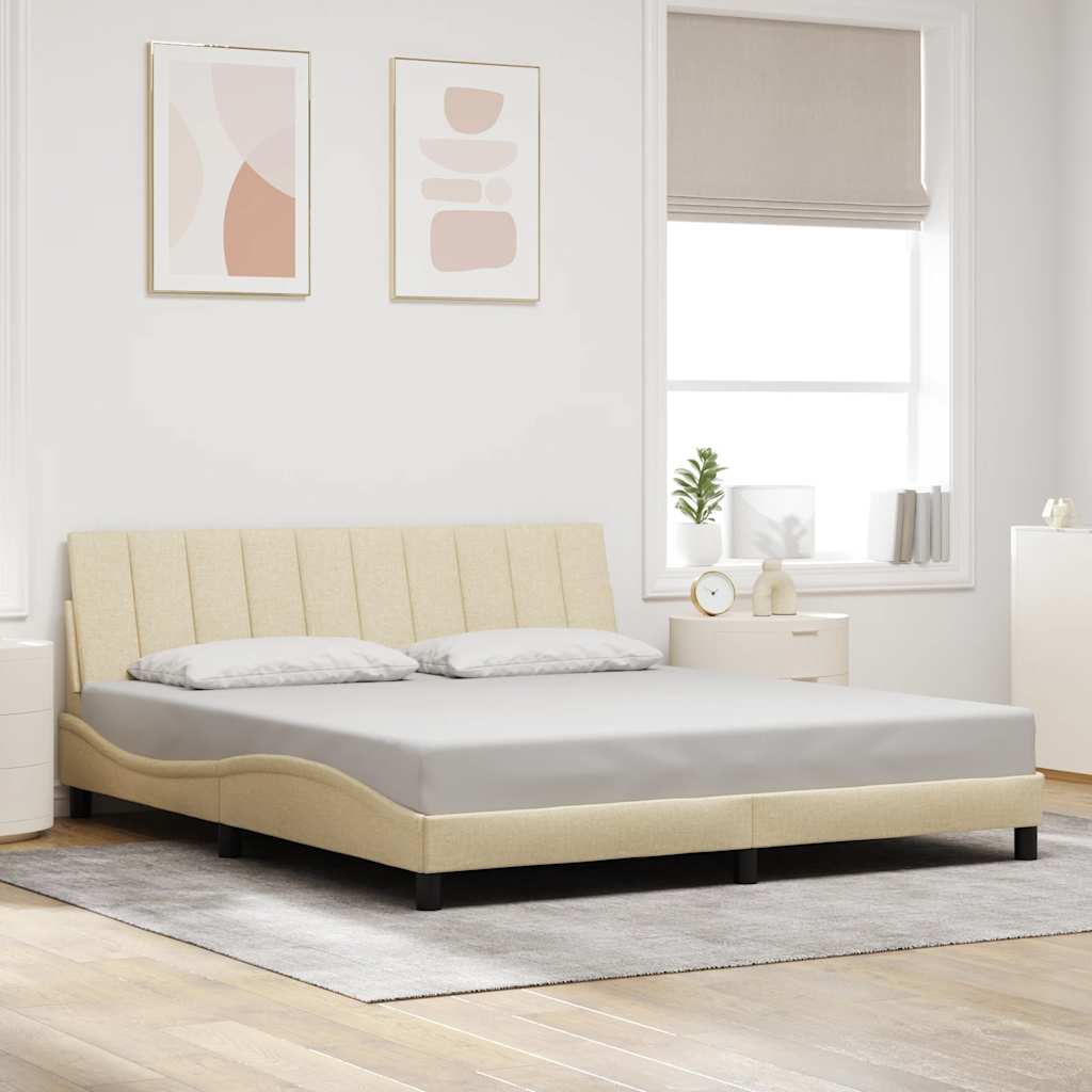 Cadre de lit sans matelas Hanko crème 180x200 cm tissu