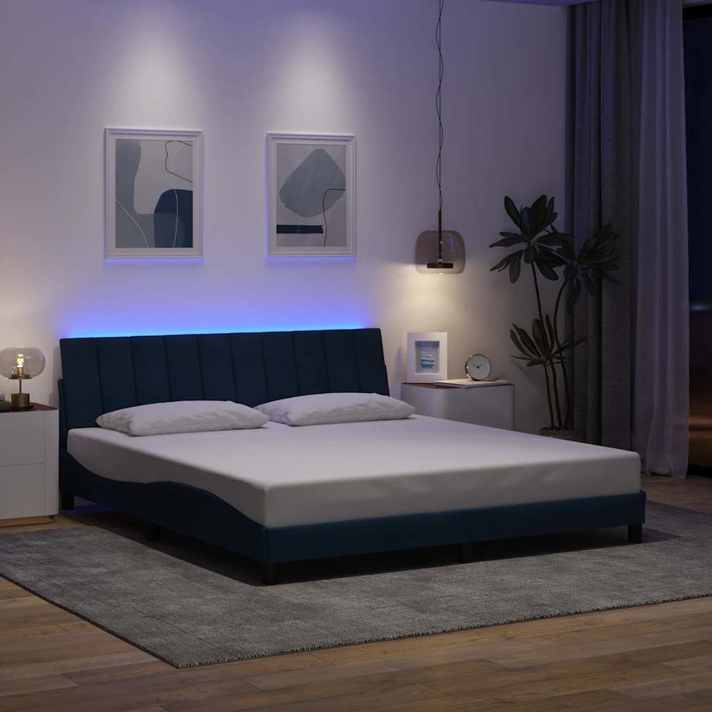 Cadre de lit sans matelas bleu 180x200 cm tissu - XIOS