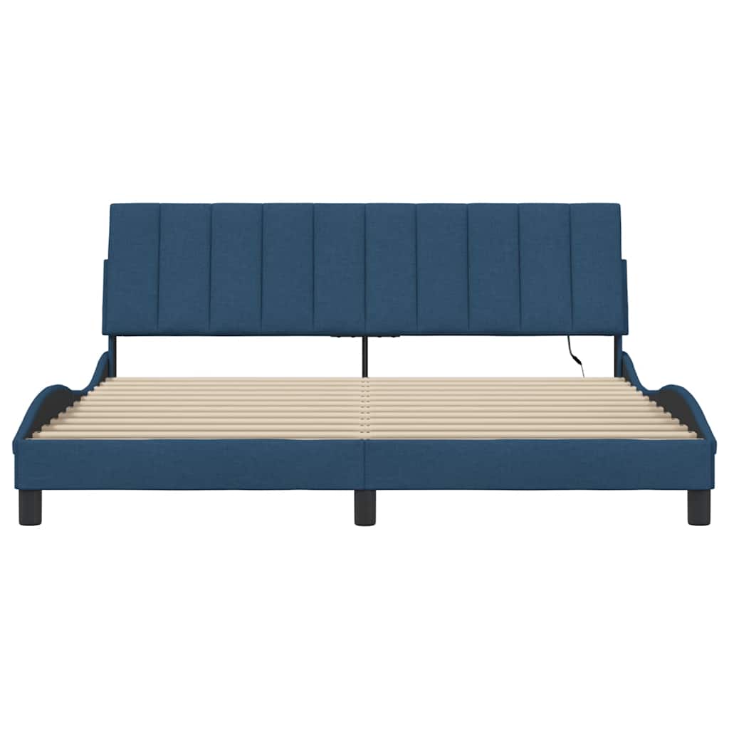 Cadre de lit sans matelas bleu 180x200 cm tissu - XIOS